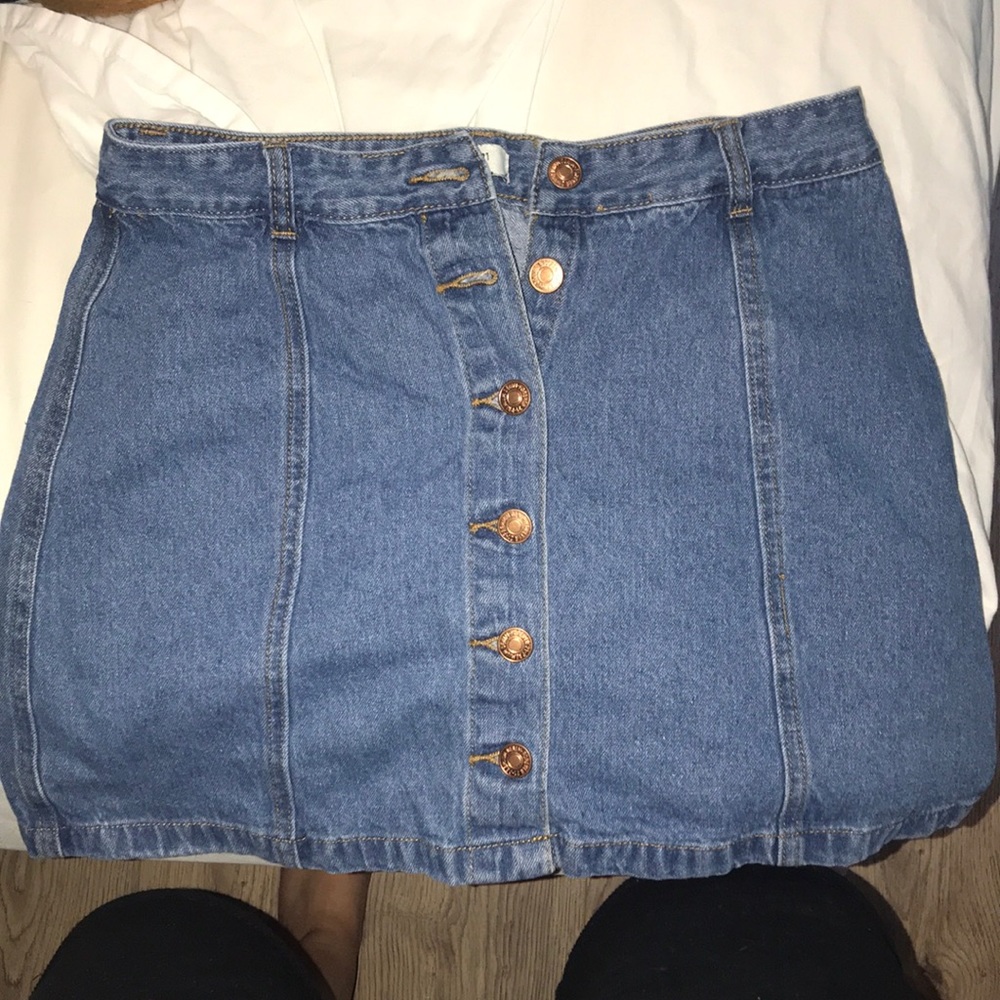 forever 21 button up jean skirt